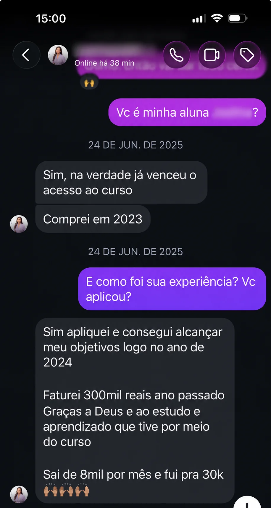 Print do relato: Apliquei e consegui alcançar meus objetivos.